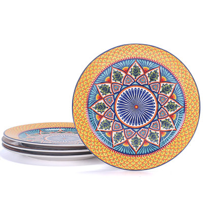 Ceramic Dinner Plates, 11 Inch Large Plates For Pasta And Steak, Microwave And Dishwasher Safe, Set Of 4, (Havana)
