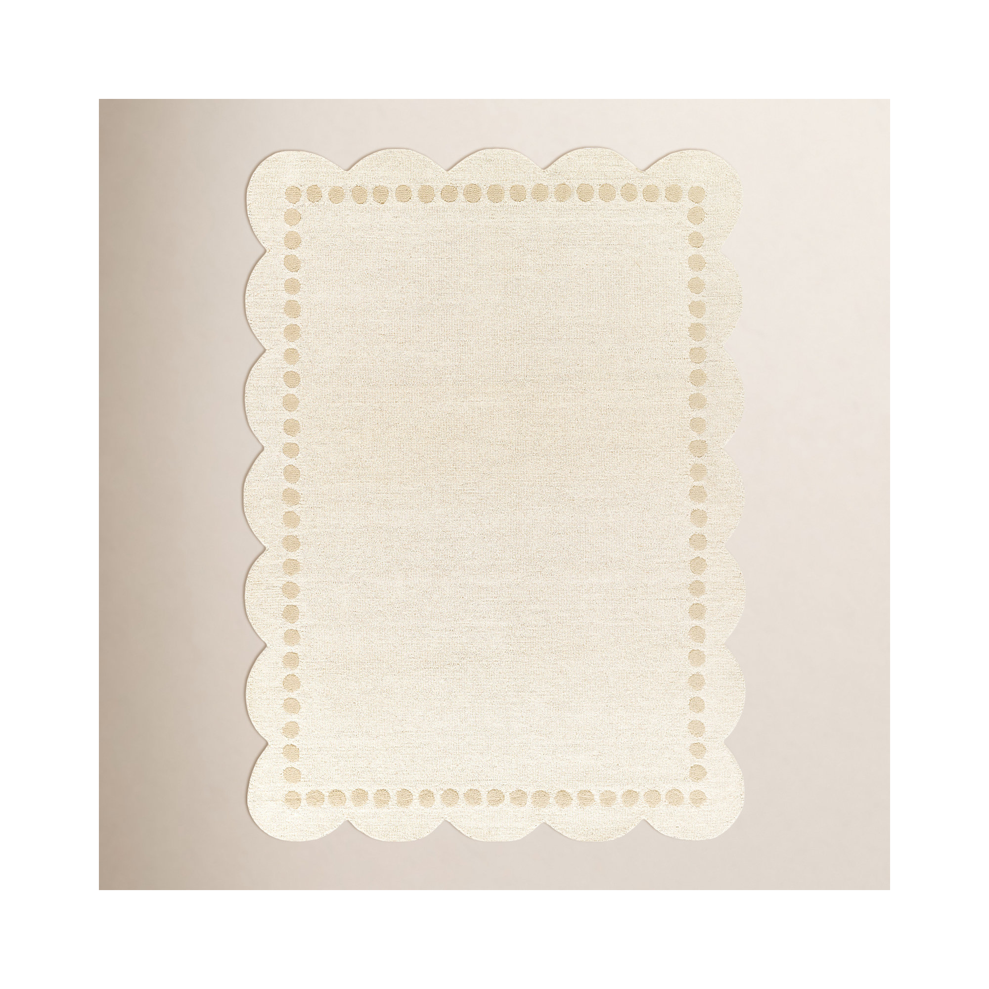 Lola Hand Tufted Wool Solid Ivory Area Rug, Rectangle 2' x 3'