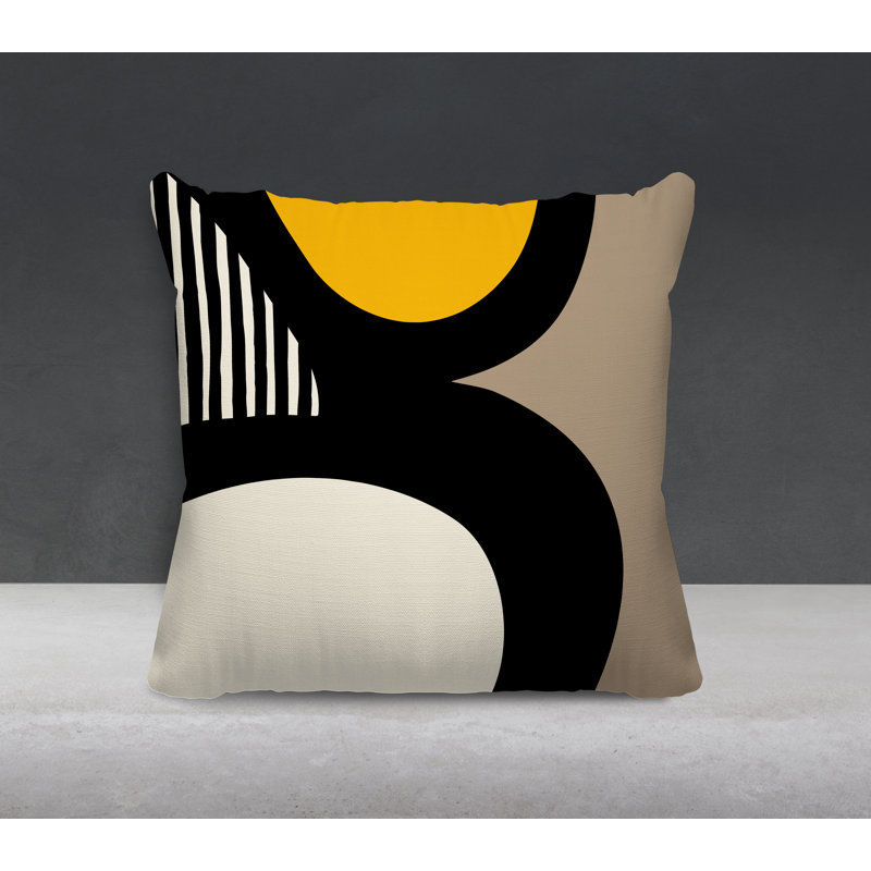 Lara Abstract Outdoor Reversible, 19" x 19", Yellow/Off White