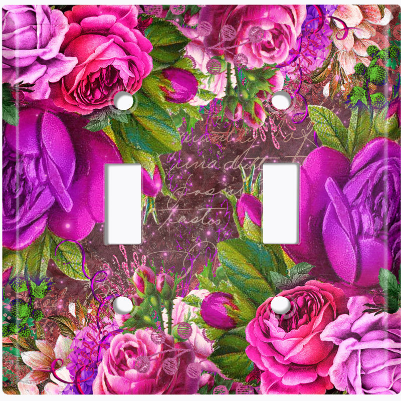 Plaque murale d'interrupteur à bascule à 2 branches Roses Flowers