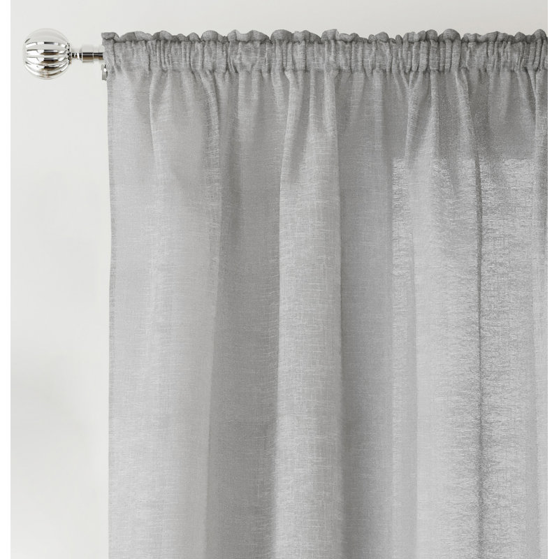 Sundas Sheer Curtain Panel Pair, Silver, 140cm Width x 122cm Drop