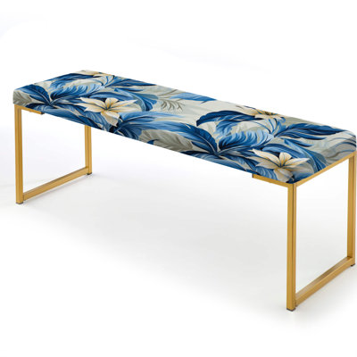 Azure Oasis Tropical Pattern I - Tropical Upholstered Gold Bench