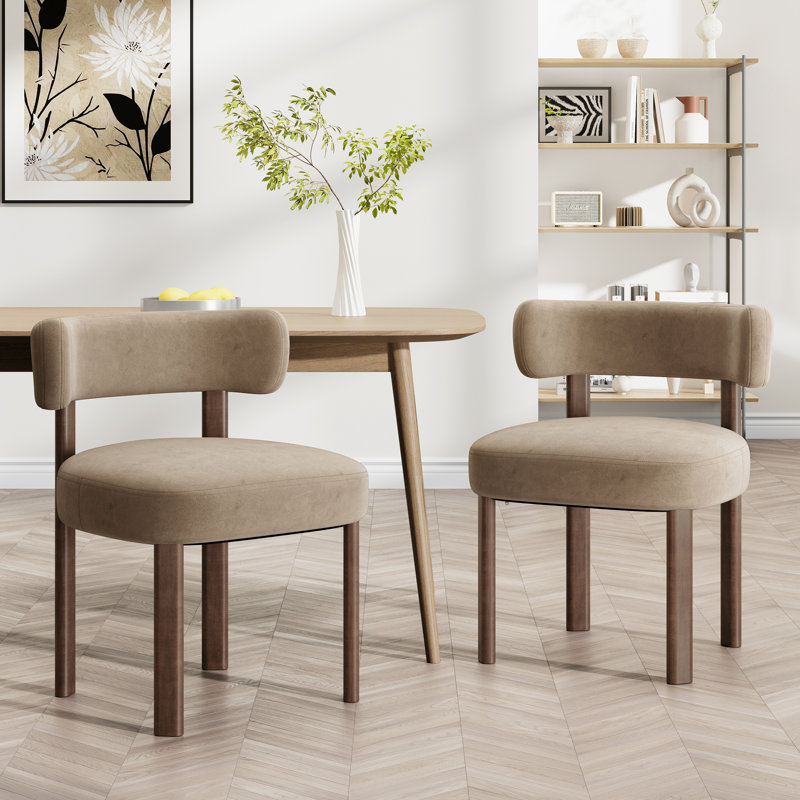 Chaise d'appoint rembourrée en bois massif, Kaki