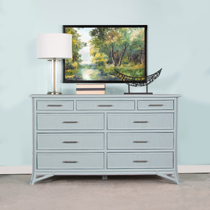 Commode double 9 tiroirs Bermuda, Bleu clair