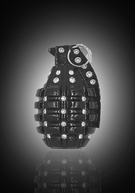 Grenade Of Bling, 6'' H x 6'' W x 3'' D, Black