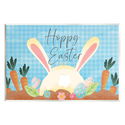 Joyeuse Pâques, printemps, carotte, jardin, flottant, art mural sur toile par ND Art