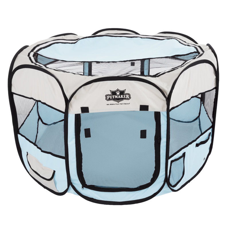 Parc pour animaux PETMAker, enclos pour chiots et petits chiens pliables d'intérieur et d'extérieur avec panneaux en filet, plateau à fermeture à glissière, sac de transport, cage de voyage légère pour le camping