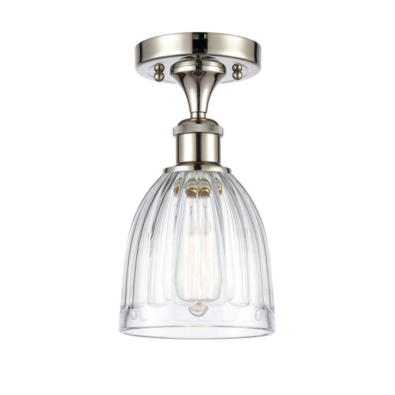 Plafonnier semi-encastré 1 lumière 5,75 po Dunder, Ampoule DEL 6 watts Vinage, Nickel poli, Transparent