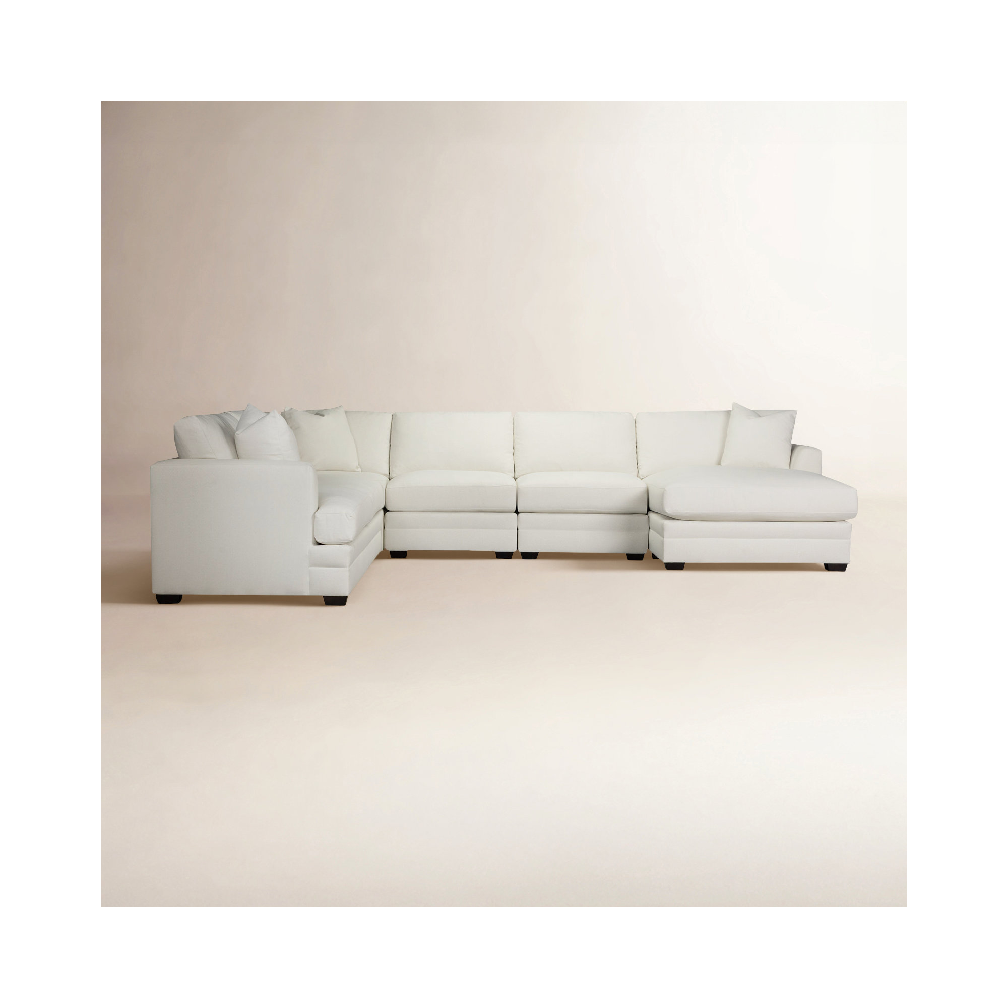 Edan 5-Piece Upholstered Sectional, Right Hand Facing, Conversation Pearl Basketweave