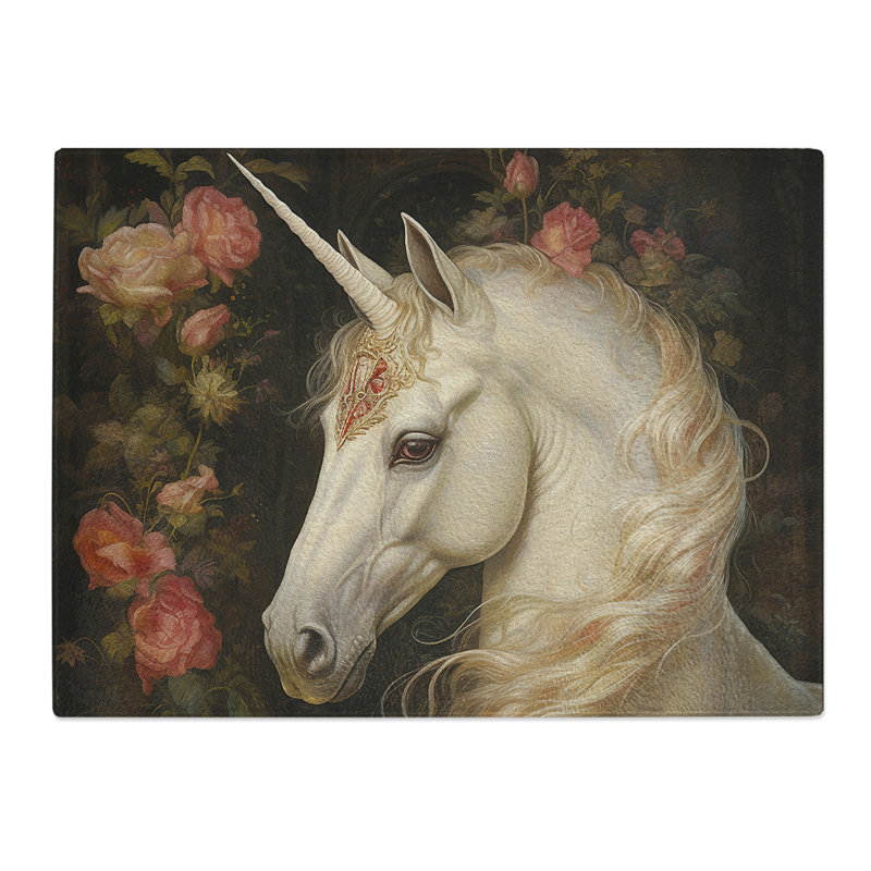 Unicorn Victorian Art  Glass Chopping Board