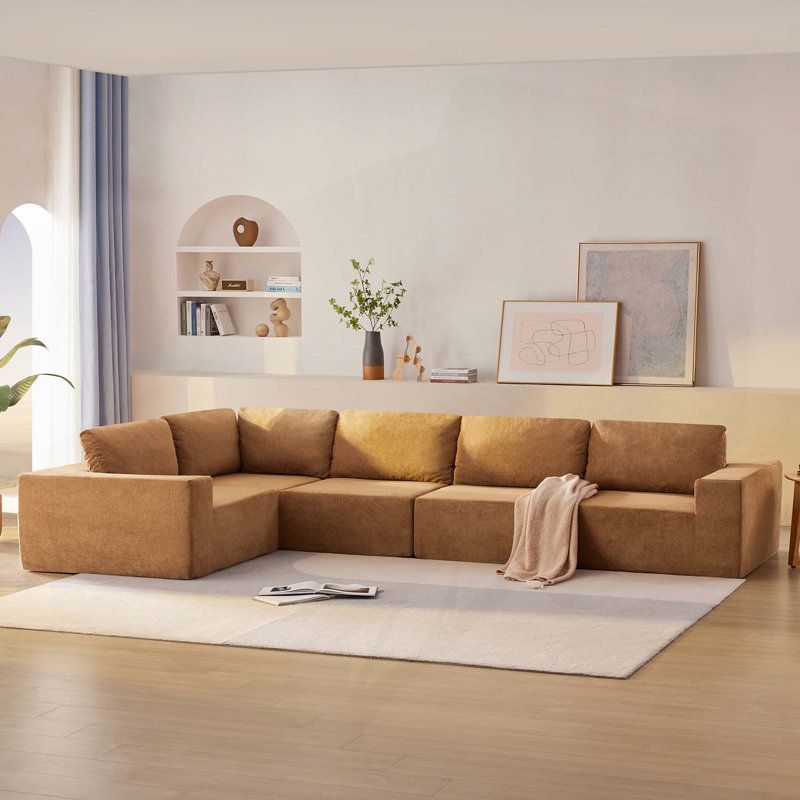 Canapé modulaire avec tissu d'ameublement Boneless, Tissu éponge brun