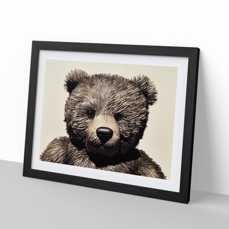 Cool Teddy Bear - Framed Print, Black, 34cm H x 46cm W x 2cm D