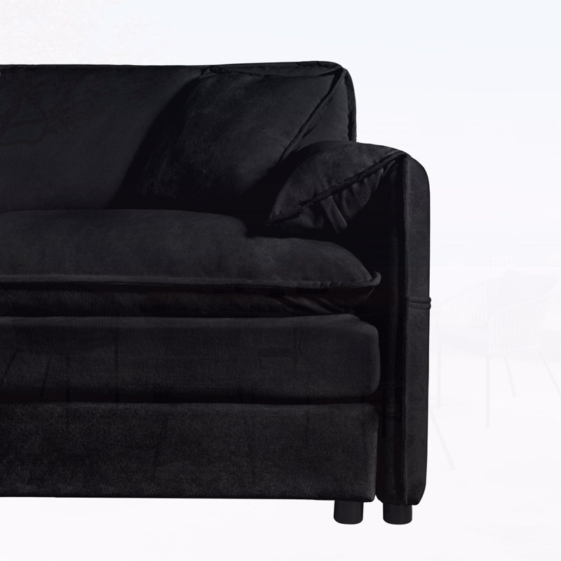 Oversized Chenille Oversized Accent Chair Set of 2, Black Chenille