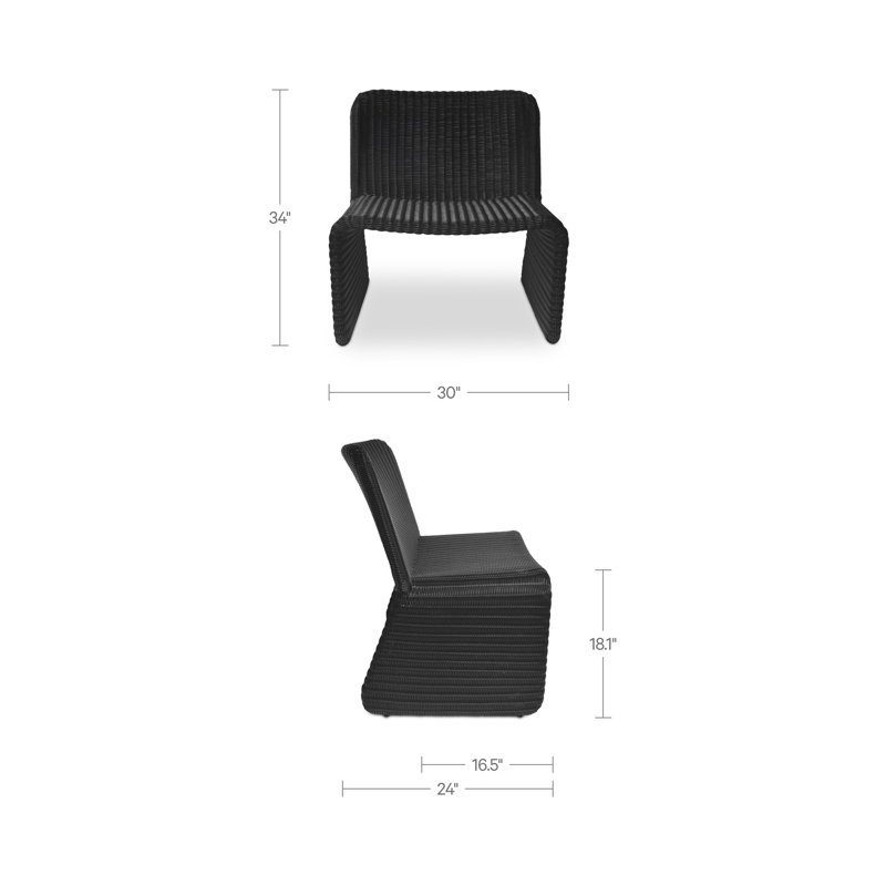 Ella Outdoor Accent Chair Charcoal, Black