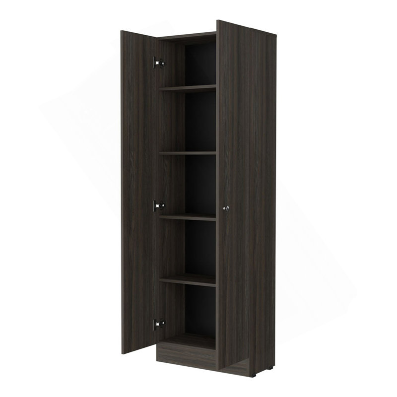 Armoire de rangement à deux portes Virginia, cinq tablettes, Gris