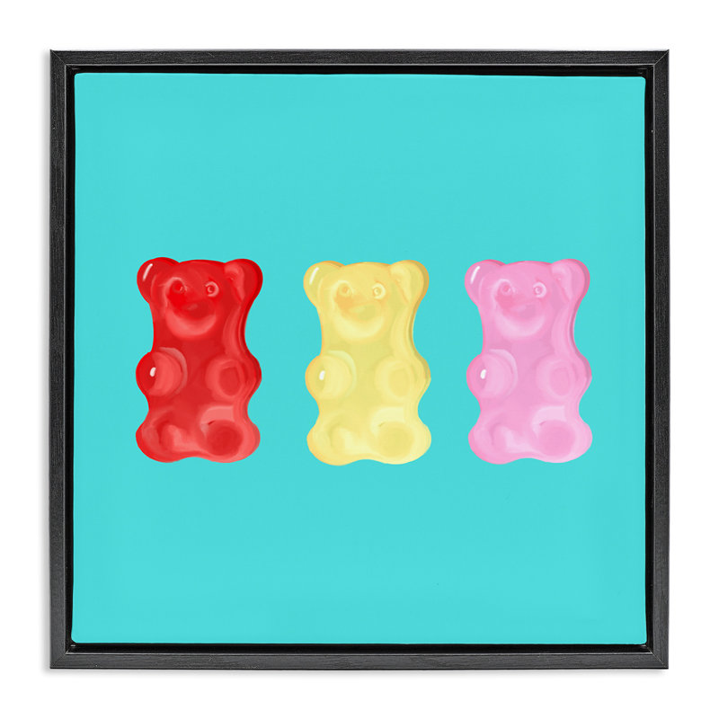 Mignons bonbons à l'ours gélifié, H 18 po x l 18 po, Cadre flottant noir de jais