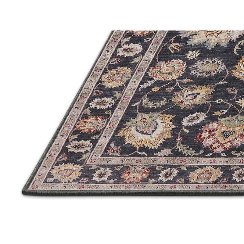 Tapis oriental noir / brun / ivoire Aved, Rectangle 8 pi x 12 pi