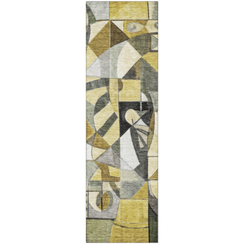 Premium Machine Washable Lubbers AMF1758 Abstract Rug, Runner 2'3" x 7'6"
