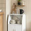 White Storage Cabinet on Wheels (with Doors and Adjustable Shelves) – Compact Microwave Cart for Kitchen, Dining Room, or Office (55 x 38 x 84cm)