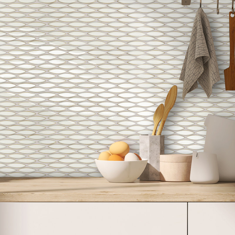 Pescado 12 in. x 12-1/2 in. Porcelain Mosaic Tile, White