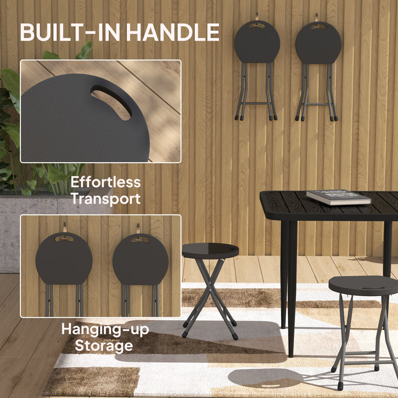 Steel Accent Stool, Charcoal Grey