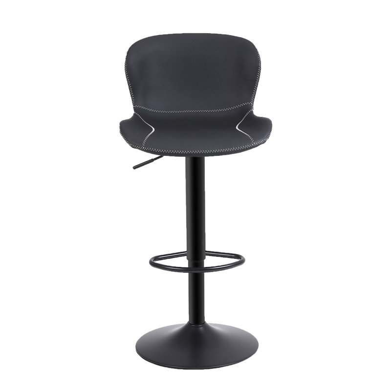 Swivel Upholstered Adjustable Height Counter Stool with Metal Frame, 1, Black