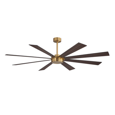 60 In. 8-plywood Double-sided Black and Walnut Blades Ceiling Fan With Remote Dc, Gold