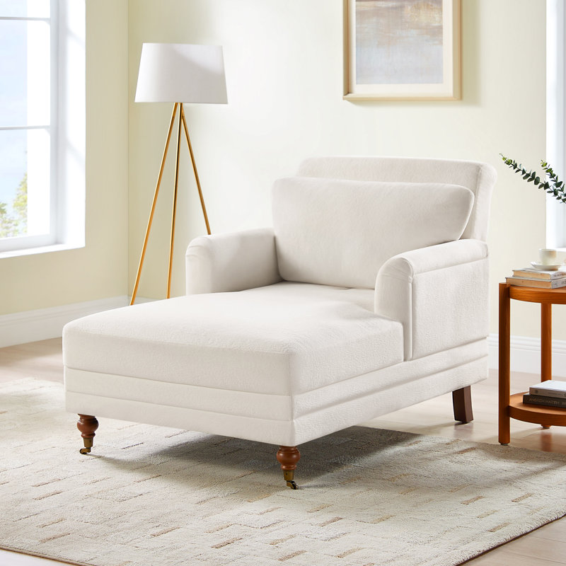 Chaise longue rembourrée avec dossier réglable, Blanc