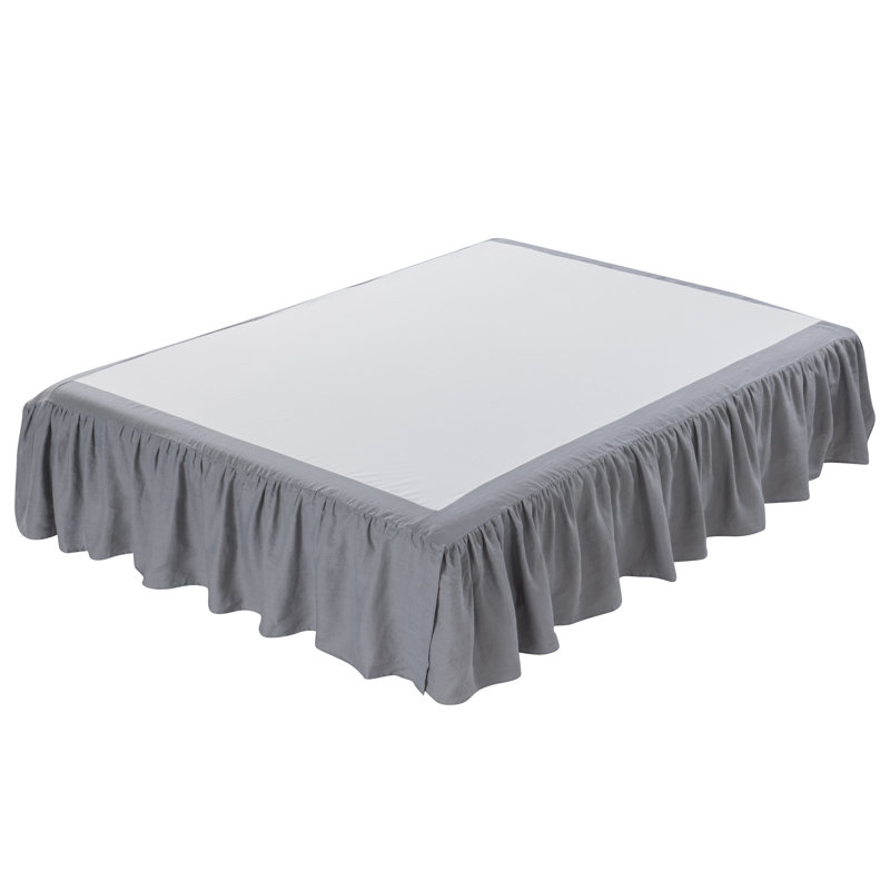 100% Linen Ruffled Bed Skirt，16 Inches Drop, Washed French Linen Dust Ruffle, OEKO-TEX STANDARD 100 Certified, Natural, King