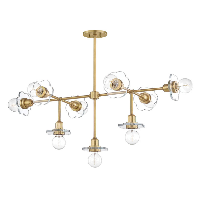 Lustre linéaire 9 lumières spoutnik moderne Alexa, Laiton vieilli