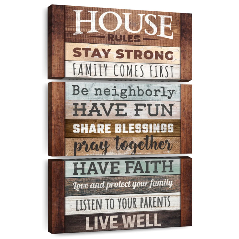 Plaque murale Kema Inspirational House Rules, H 65 po x l 42 po