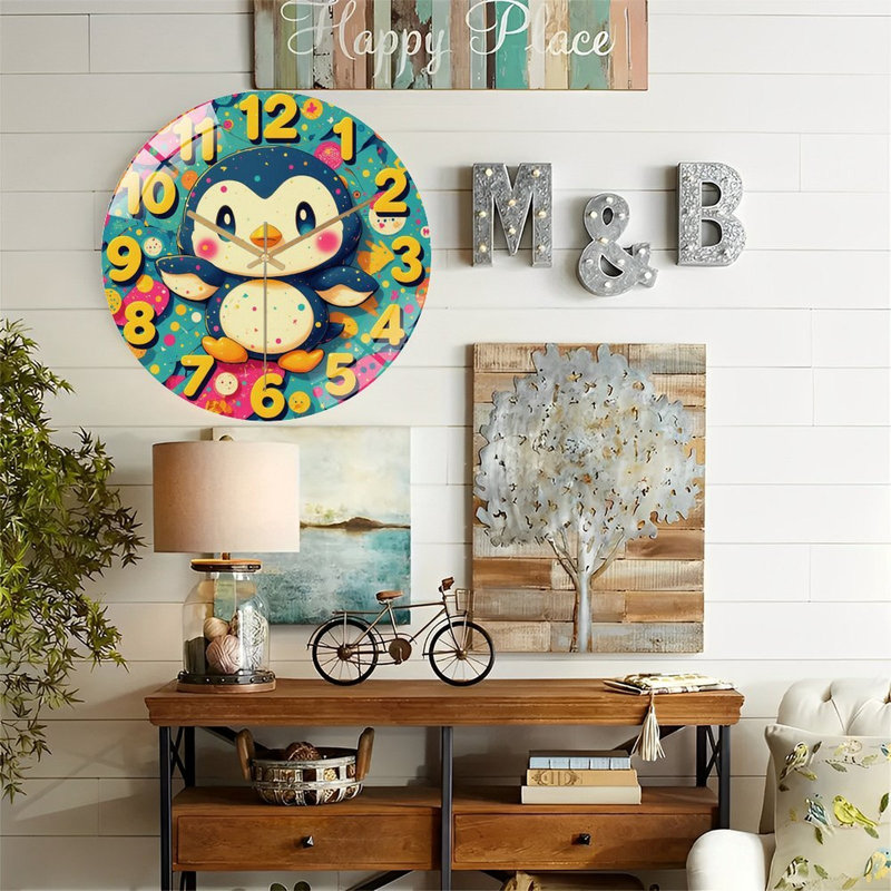 Horloge murale mignonne pingouin