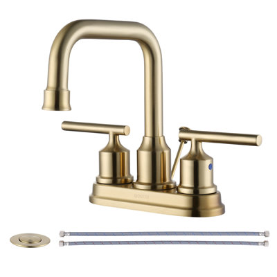 Robinet de salle de bain central à 4 poignées à arche haute 4 po avec drain
