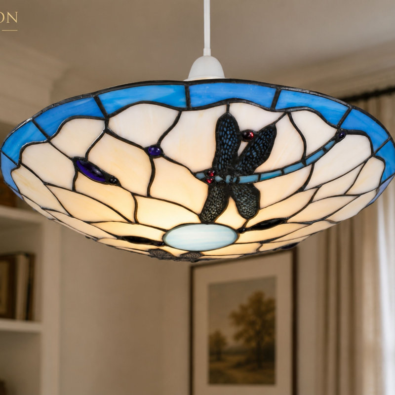 Plainville 15cm H Glass Bowl Pendant Shade ( Screw On ), Blue
