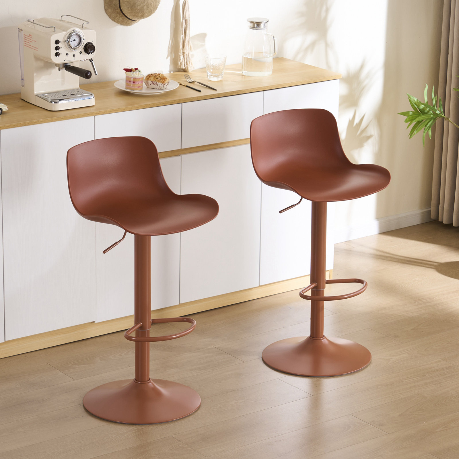Meli Swivel Bar Stool, Brick-red