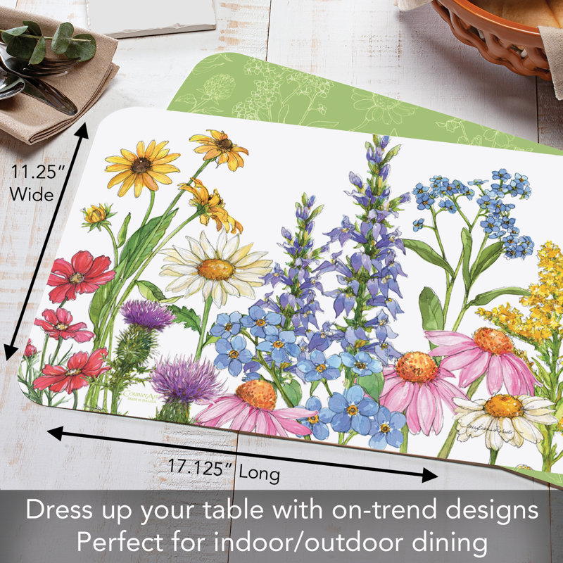 Ensemble de 4 napperons réversibles Wildflower Guide Easy Care