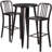 Drumfane 30'' Round Metal Indoor-Outdoor Bar Table Set with 2 Vertical Slat Back Stools-33651157-68072876
