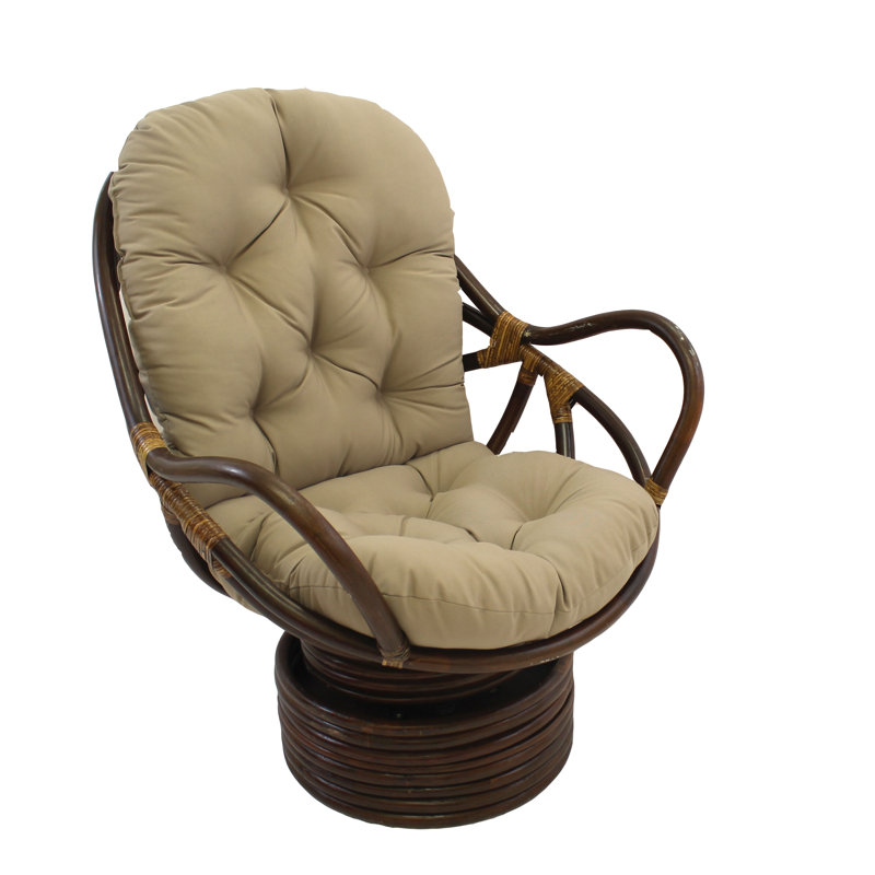 Bilyeu Upholstered Swivel Armchair, Toffee Cotton Twill