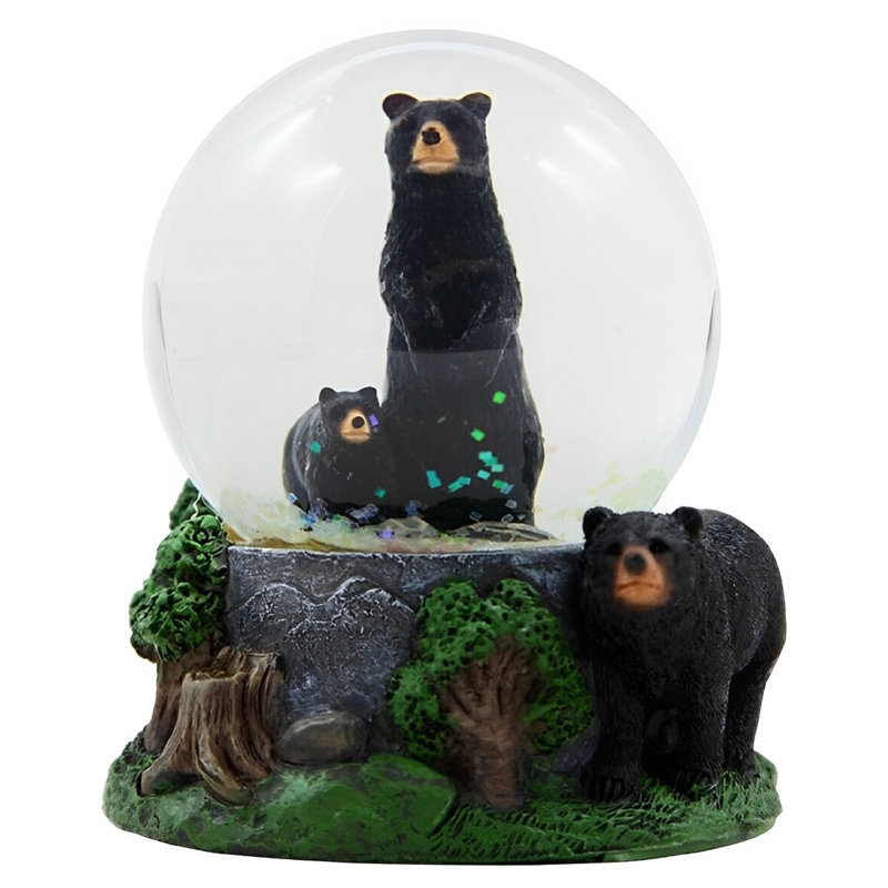 3.5"H Black Bear Glitter Snow Globe