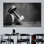 Toile imprimée: GYM Art Decor - haltères noir et blanc, toile tendue 1P