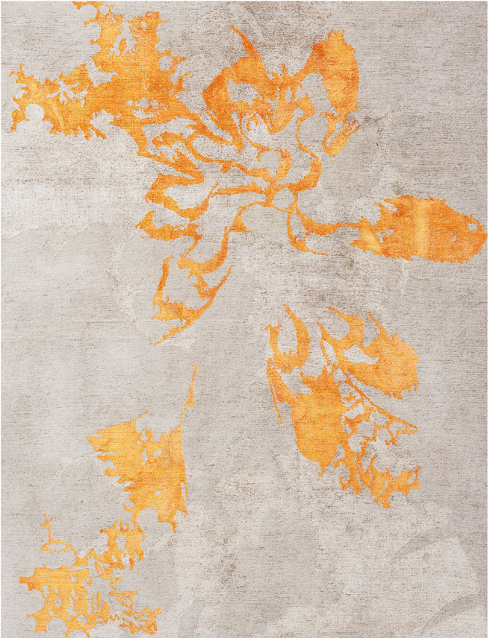 Shadow Custom Rug Rug Art One-of-a-Kind Shadow Hand-Knotted Orange/Gray 7'6