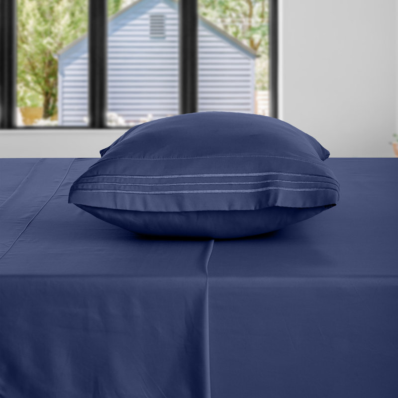 Ensemble de literie en microfibre 1800 Series, Bleu marine, Ensemble de draps pour taille de lit simple TG ave
