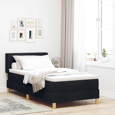  Lit sommier tapissier noir et blanc et tissu noir 39,4 "x 78,7"