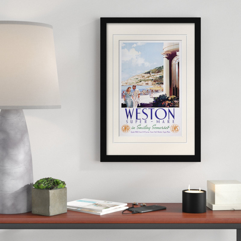 Weston-Super-Mare - No Frame Rectangle Print, 40cm H x 30cm W, Black Frame, Yellow