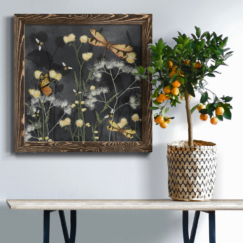 Toile encadrée Garden Magic I-Premium - prête à être accrochée, H 31,5 po x l 31,5 po x P 1,5 po, Encadré de bois de noyer