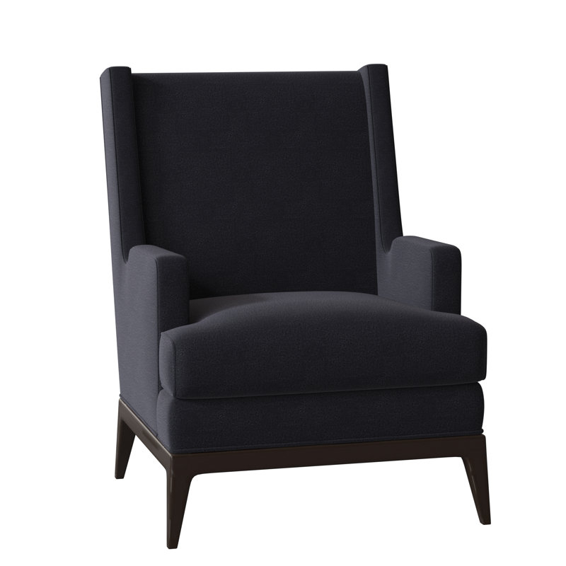 Cooper Upholstered Wingback Chair, Venice Navy, American Walnut