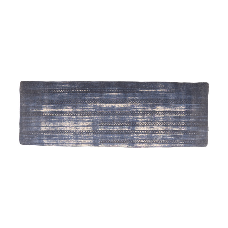 Mund Contemporary Blue Stonewashed Handmade Upholstered Bench