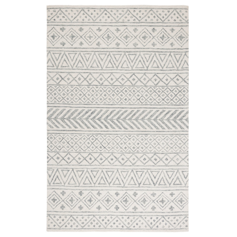 Metro Hand Tufted Wool/Cotton/Latex Rug in Gray, Rectangle 4' x 6'