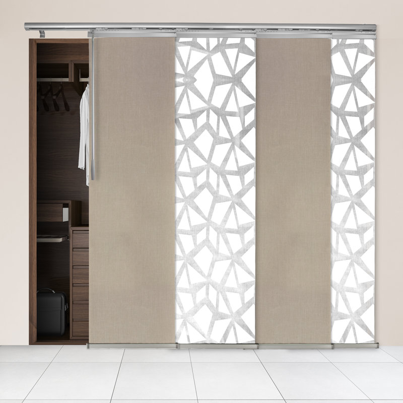 4-Panel Single Rail Panel Track Extendable 48"-88"W x 94"H, Panel width 23.5", Shattered, Cornsilk