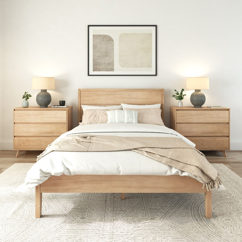 Lauritzen Solid Wood Panel Bed, Queen, Blonde